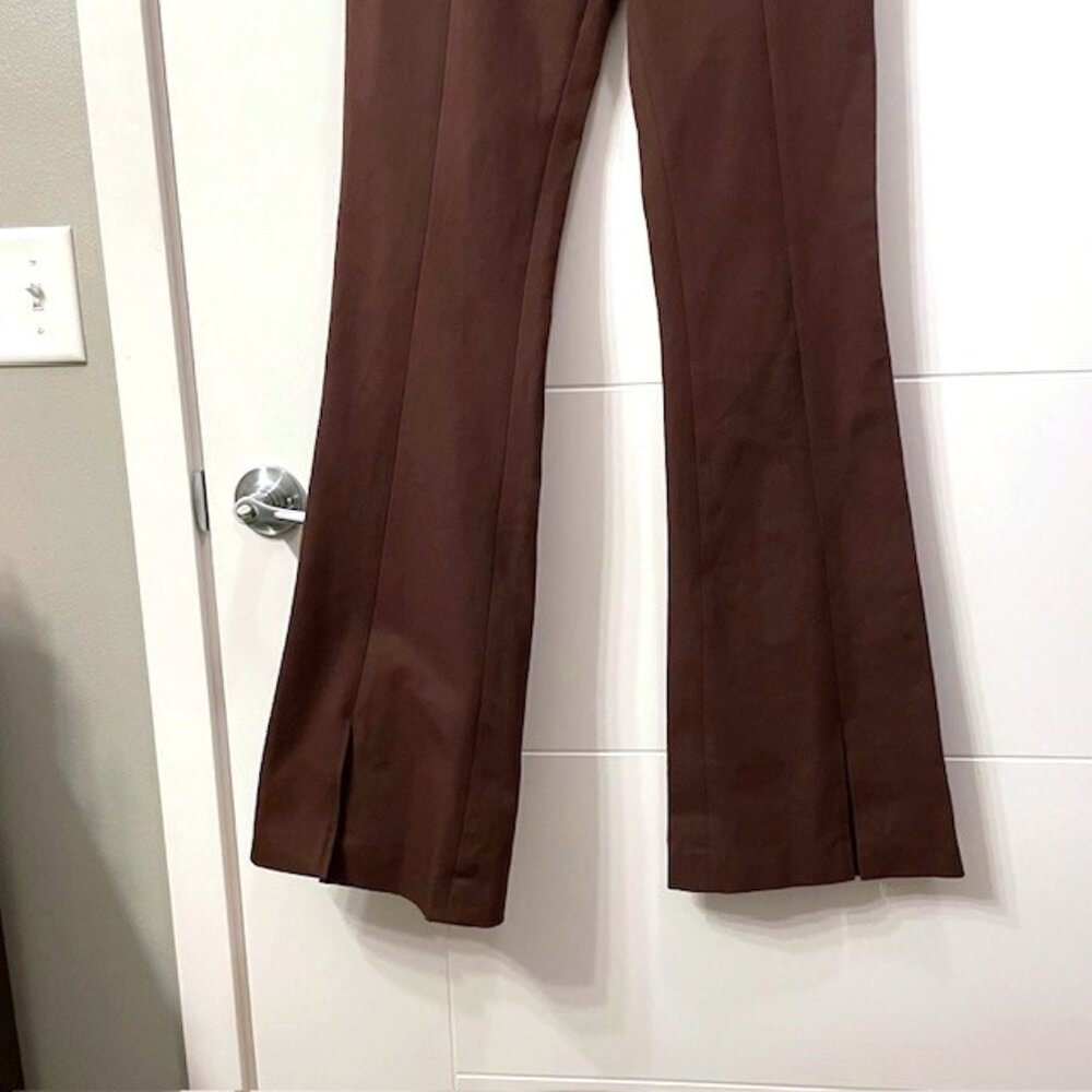 NWOT Frame Le High Flare Split Hem Trouser Pants Brown Size 2 Work Office Career - Picture 5 of 16
